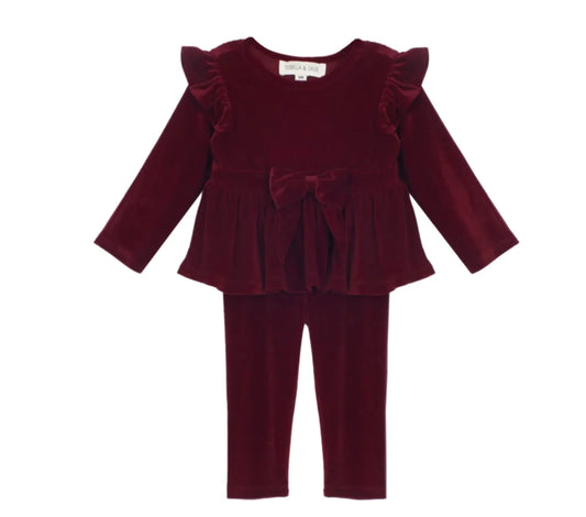 2pc Red Velvet Set with Bow