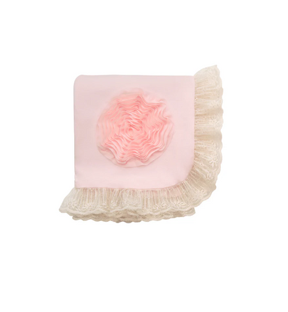 3pc Set w Hat Pink w Lace Trim & Huge Flower