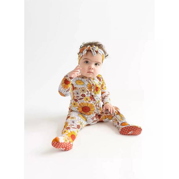 Goldie Floral Footie Ruffled Zippered One piece