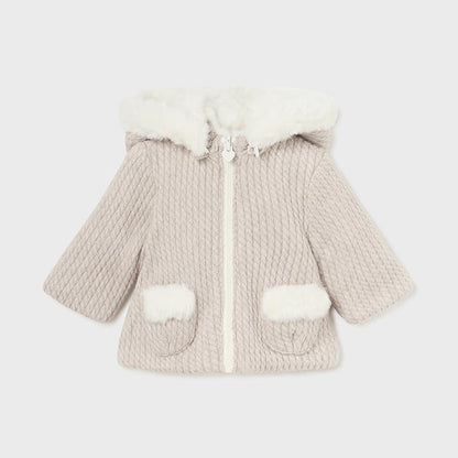 Reversible Blush & Faux Fur Jacket with Detachable Hood