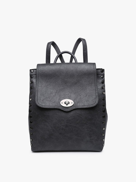 Charcoal Faux Leather Backpack