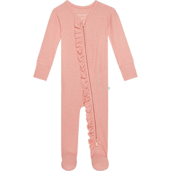 Rose Waffle LS Footie