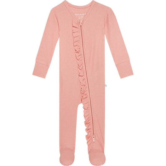 Rose Waffle LS Footie