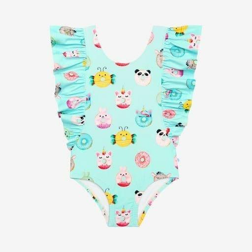 Donuts Swimsuit w Ruffled Cap sleeve