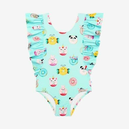 Donuts Swimsuit w Ruffled Cap sleeve
