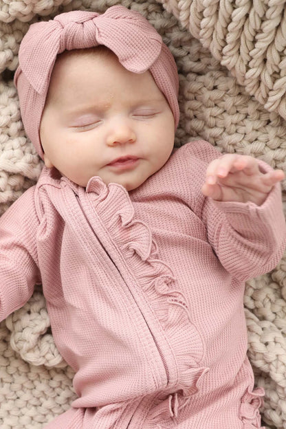 Rose Waffle LS Footie