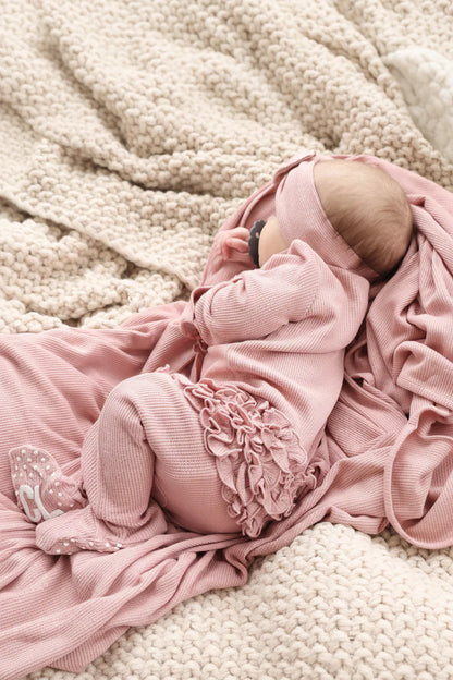 Rose Waffle LS Footie