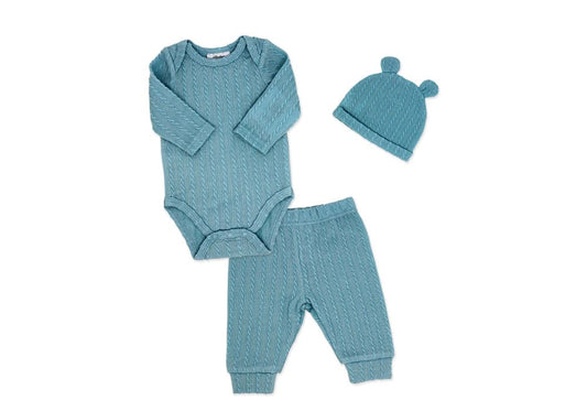 baby boy 3 piece outfit set, newborn take home outfit with hat, boutique baby clothes unisex, infant ribbed knit onesie set, baby boy girl green clothing set, newborn cozy fall outfit, toddler baby shower gift set, boutique infant everyday outfit, baby boy ribbed pant set with hat, cute newborn baby outfit