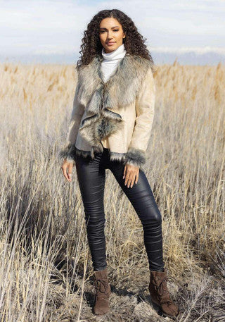 Taupe Cascade Suede Jacket