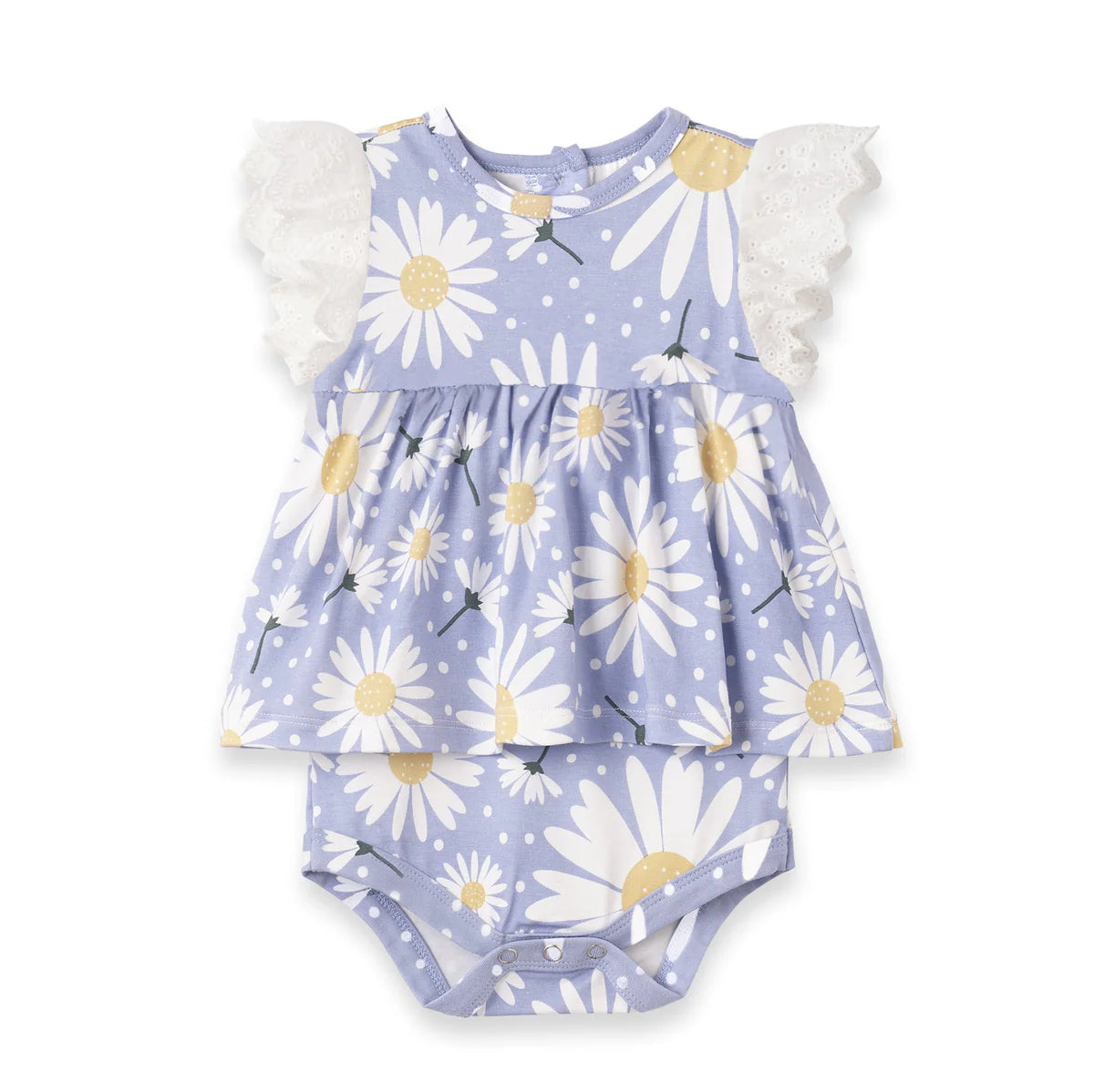 Wild Daisies Eyelet Flutter Sleeve Skirted Bodysuit