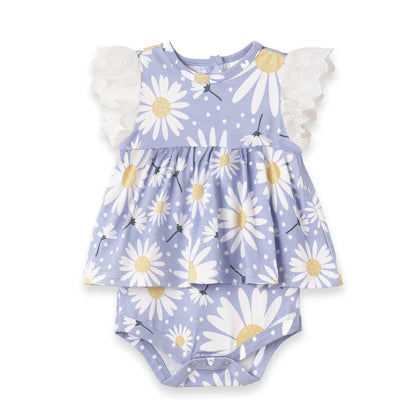 Wild Daisies Eyelet Flutter Sleeve Skirted Bodysuit