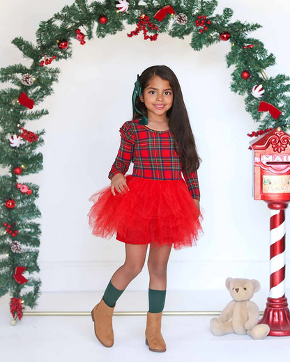 girls plaid tutu Christmas dress, holiday plaid ruffle dress, boutique Christmas tutu dress, toddler holiday party outfit, December plaid festive dress, boutique plaid red tutu outfit