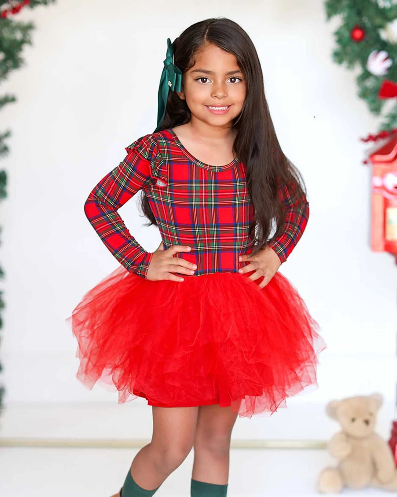 girls plaid tutu Christmas dress, holiday plaid ruffle dress, boutique Christmas tutu dress, toddler holiday party outfit, December plaid festive dress, boutique plaid red tutu outfit