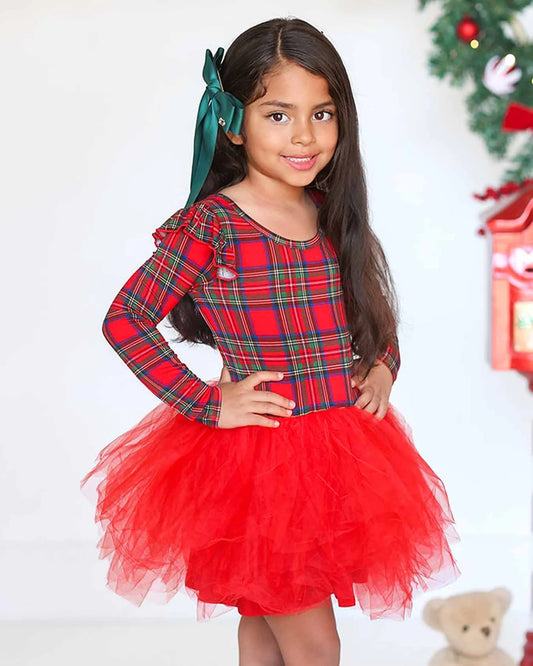 girls plaid tutu Christmas dress, holiday plaid ruffle dress, boutique Christmas tutu dress, toddler holiday party outfit, December plaid festive dress, boutique plaid red tutu outfit