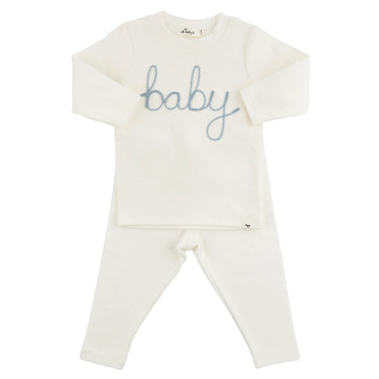 baby embroidered outfit neutral, fog blue embroidered baby set, boutique newborn outfit boy, cream baby pant set, embroidered toddler clothing, unisex newborn gift set, soft cotton baby boy outfit, boutique baby clothes neutral, embroidered newborn photo outfit, baby shower gift neutral