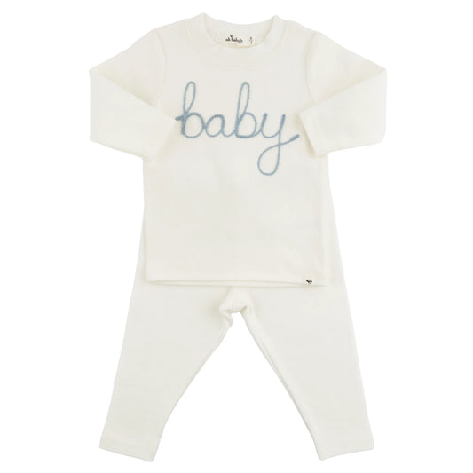 baby embroidered outfit neutral, fog blue embroidered baby set, boutique newborn outfit boy, cream baby pant set, embroidered toddler clothing, unisex newborn gift set, soft cotton baby boy outfit, boutique baby clothes neutral, embroidered newborn photo outfit, baby shower gift neutral