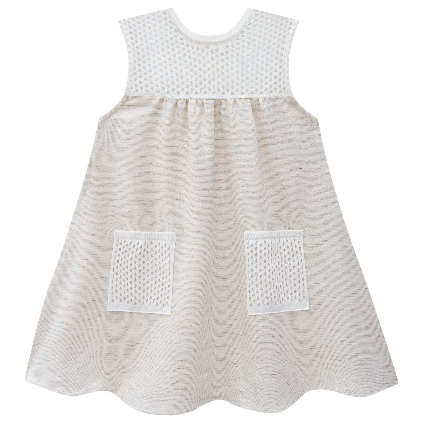 Beige w Knit at Shoulders Dress