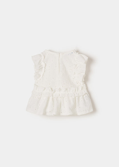 White Perforated Blouse