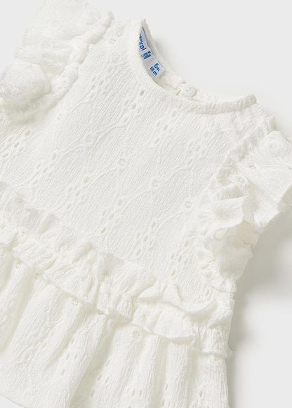 White Perforated Blouse