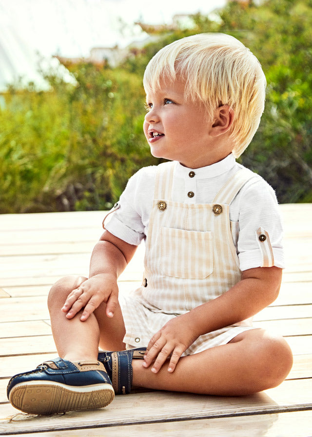 2pc Tan/White Overalls w T-Shirt