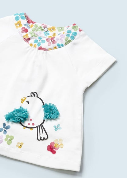 2pc White Bird Tee w Floral Short