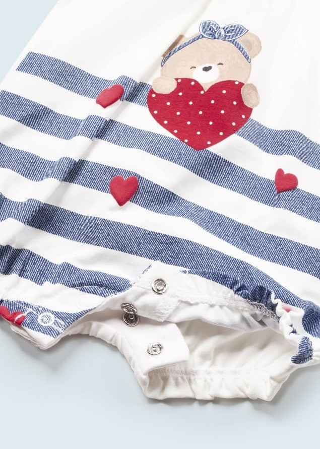 Striped with Teddy Heart Romper