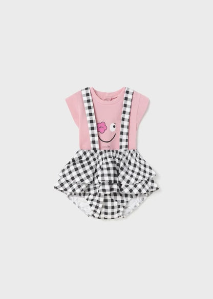 2pc Smiley Tee with Suspender Skirt