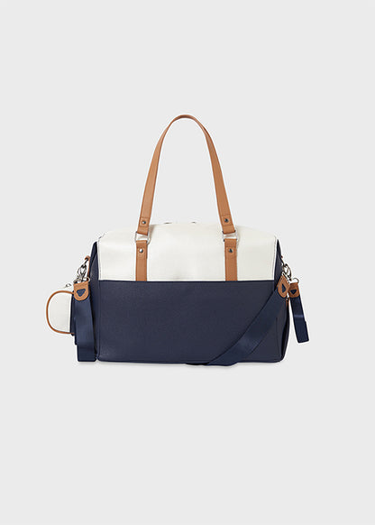 2pc Pearl White & Navy Tote