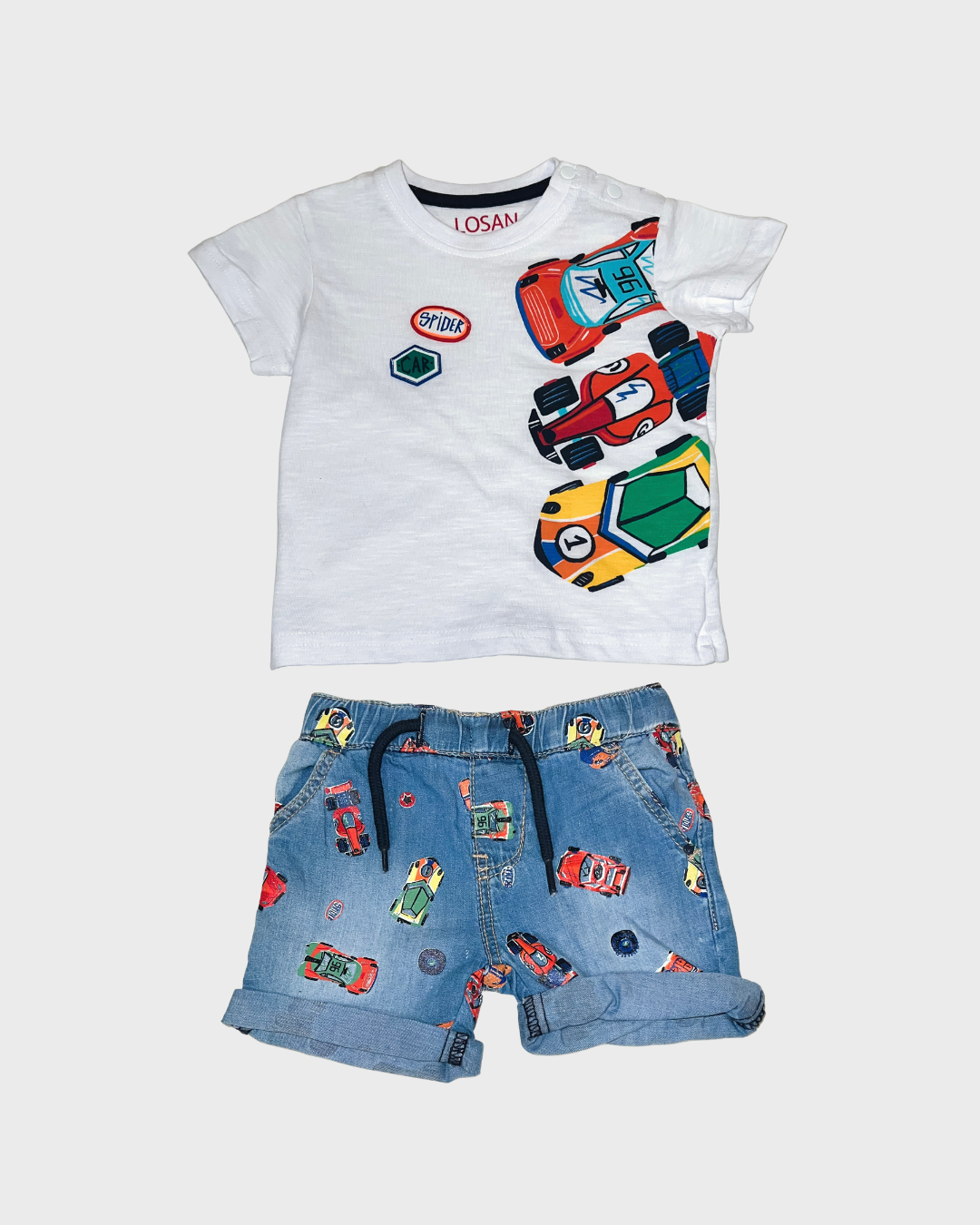 2pc Cars Shirt & Denim Car Shorts