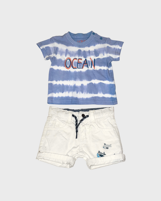 2pc Ocean Tie Dye Tee w Shorts