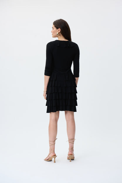 Ruffle Tiered Black Dress