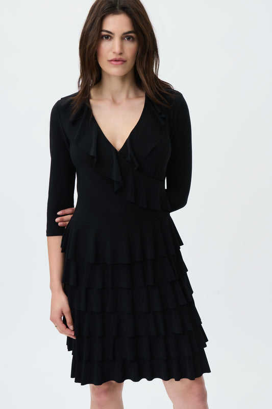 Ruffle Tiered Black Dress