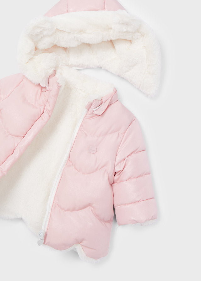 Pink Reversible Fur Puffer