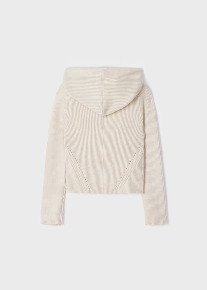 Oatmeal Knit Zip Up with Hood
