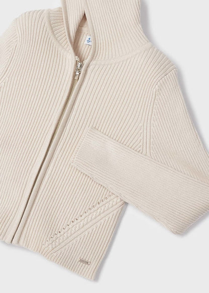 Oatmeal Knit Zip Up with Hood