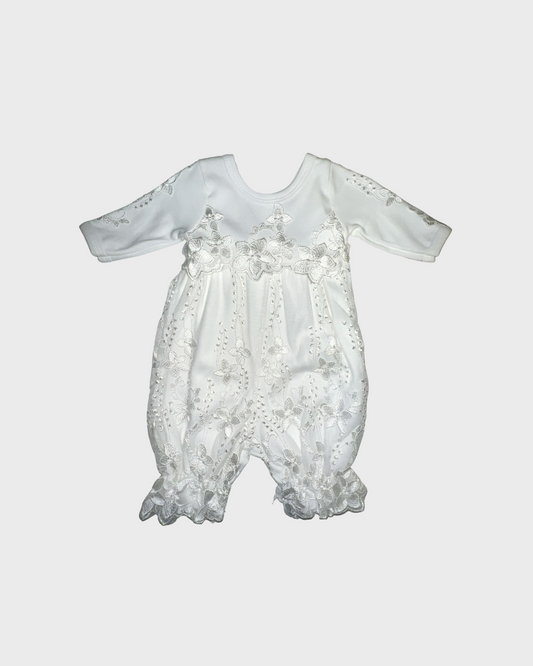 Ivory Romper with Lace Overlay