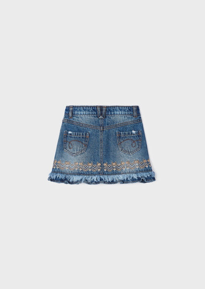 2pc Floral Tee with Denim Skirt