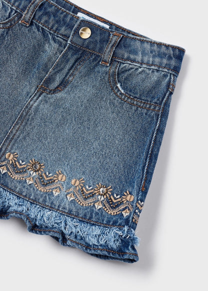 2pc Floral Tee with Denim Skirt
