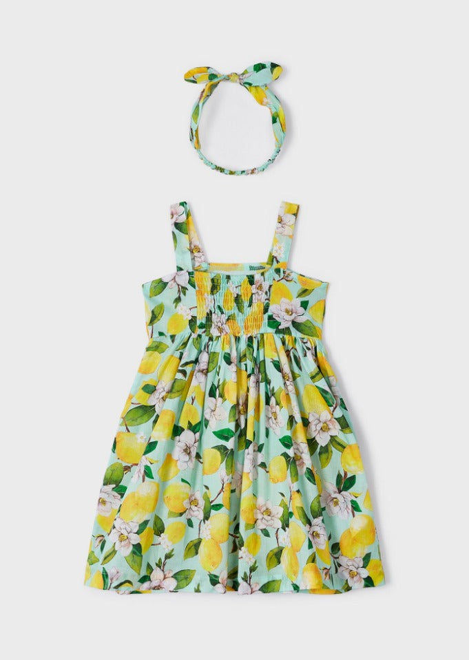 2pc Lemon Print Dress with HB