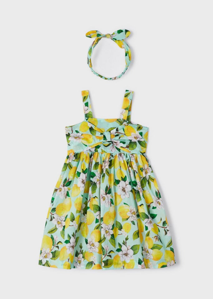 2pc Lemon Print Dress with HB