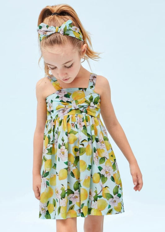 2pc Lemon Print Dress with HB