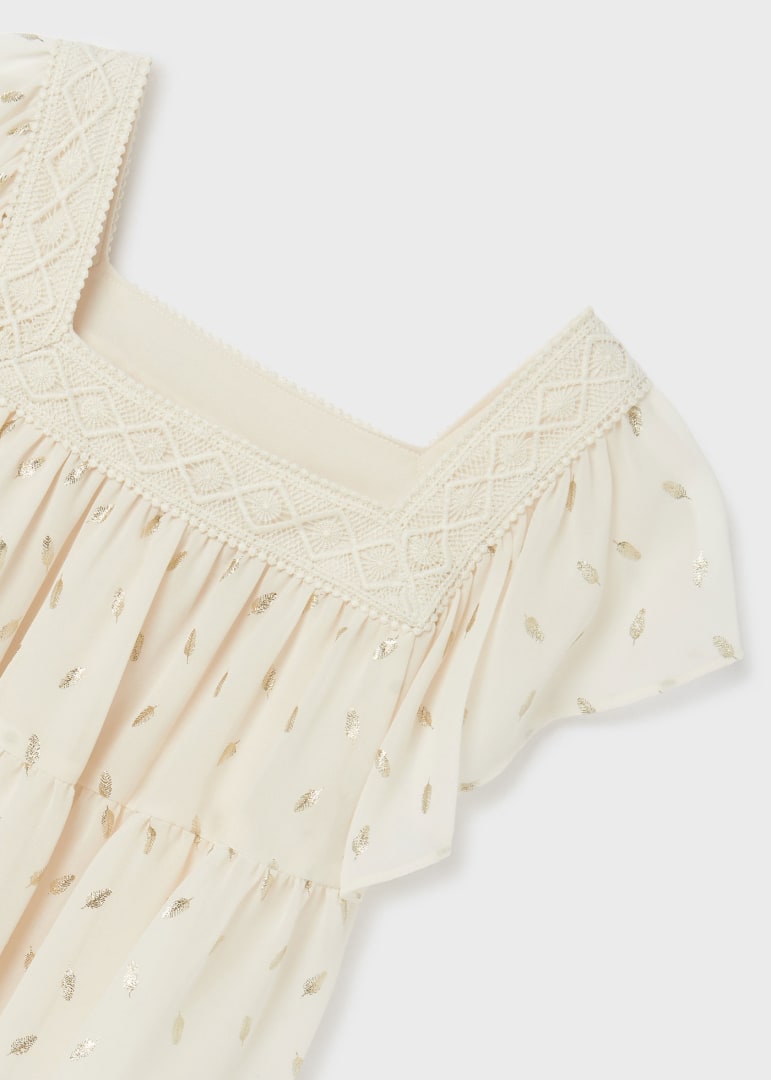 Cream Oranza Feather Print Top