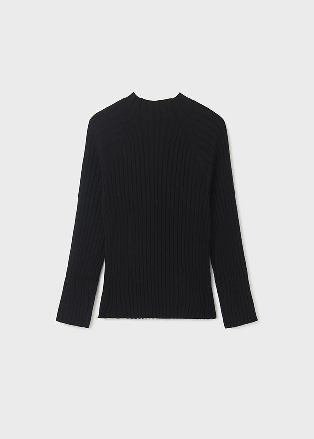 Black Rib Knit Mockneck