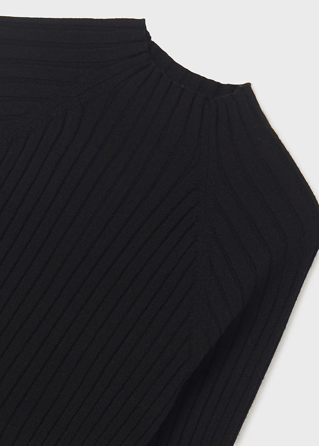 Black Rib Knit Mockneck