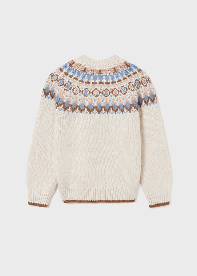 Beige Jacquard Sweater