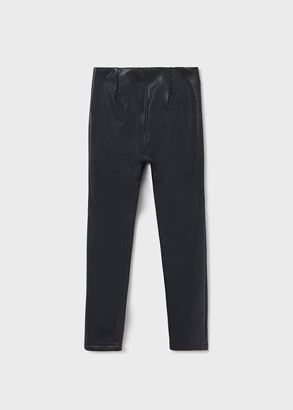 Black Synthetic Leather Leggings