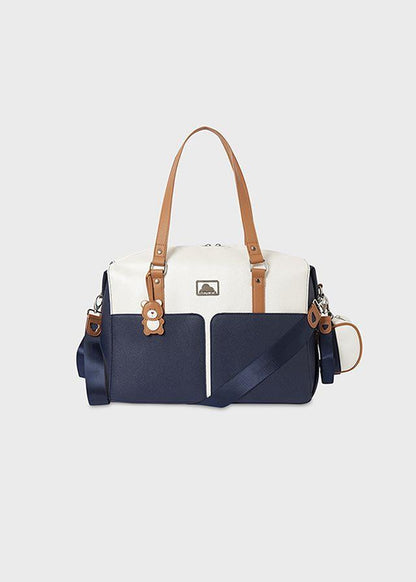 2pc Pearl White & Navy Tote