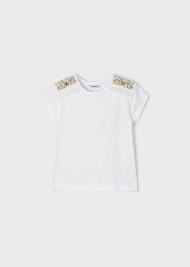 T-Shirt with Gold Beading Detail