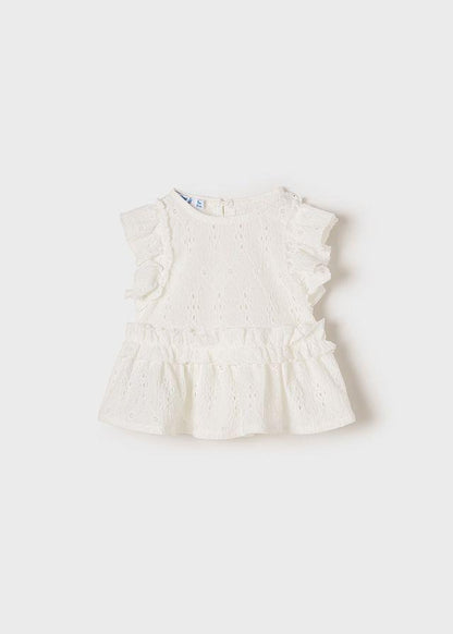White Perforated Blouse