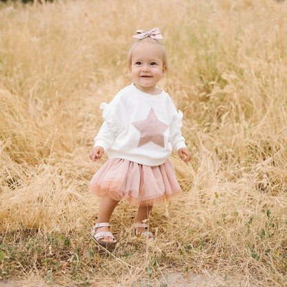 2pc Cream Rose Gold Star Top w Skirt *